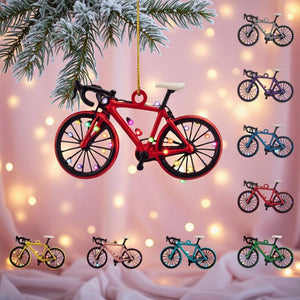 Personalized Bicycle Ornament 2025, Custom Name Bike Xmas Tree Decor, Road Cycling Ornament with Lights, Holiday Gift for Cyclists & Bikers