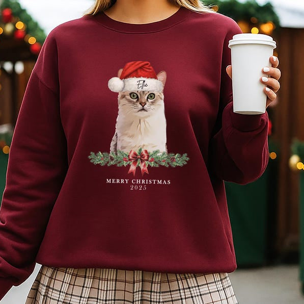 Custom Pet Christmas Sweater Using Pet Photo + Name Custom Dog Portrait Sweater Personalized Dog Pullover Dog Xmas Custom Cat Sweatshirt Dog