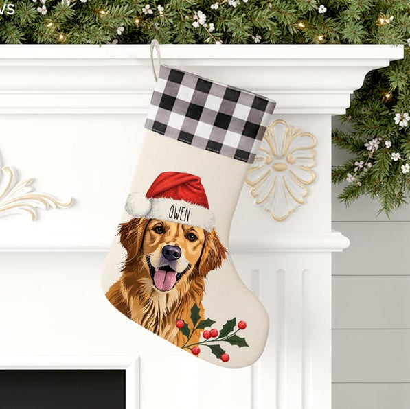 Custom Pet Stocking Using Pet's Photo + Name - Personalized Dog Stockings Dog Christmas Stocking Cat Christmas Stocking Puppy Stockings