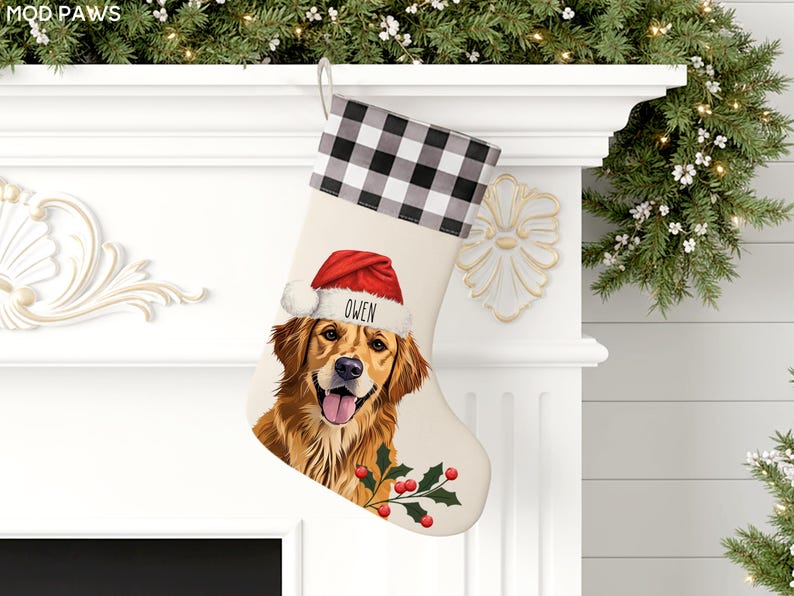 Custom Pet Stocking Using Pet's Photo + Name - Personalized Dog Stockings Dog Christmas Stocking Cat Christmas Stocking Puppy Stockings