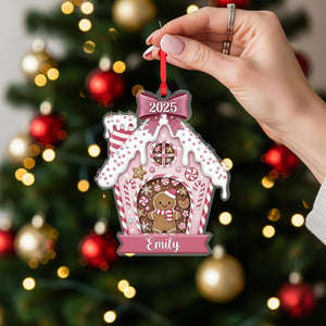Personalized 2025 Gingerbread House Ornament: Custom Name Christmas Tree Hanging