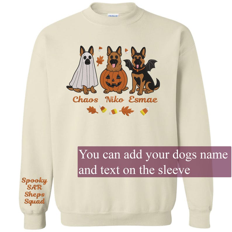 Spooky Shepherd Squad Sweatshirt Embroidered German Shepherd Halloween Pullover