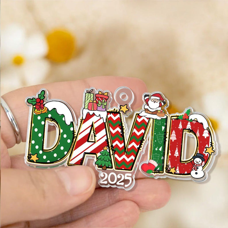 Personalized Christmas Ornament 2025: Custom Girl's Name, Acrylic