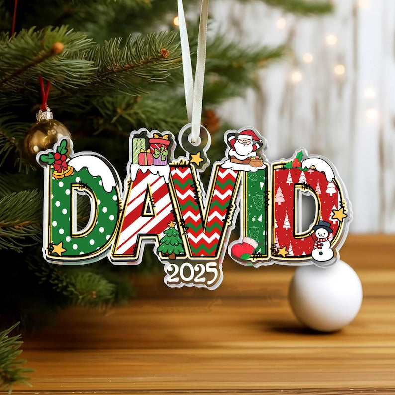 Personalized Christmas Ornament 2025: Custom Girl's Name, Acrylic
