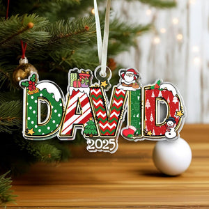 Personalized Christmas Ornament 2025: Custom Girl's Name, Acrylic