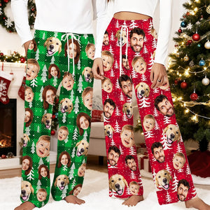 Personalized Christmas Photo Pajama Pants Set: Matching Family & Pet Bandana