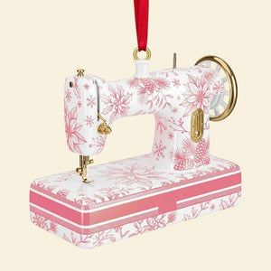 Personalized Sewing Machine Toile De Jouy Ornament, Custom Quilter Christmas Decor, Seamstress Gift, Quilting Studio Decor, Crafting Gift
