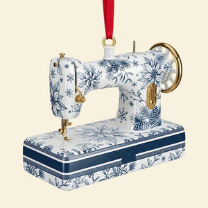 Personalized Sewing Machine Toile De Jouy Ornament, Custom Quilter Christmas Decor, Seamstress Gift, Quilting Studio Decor, Crafting Gift