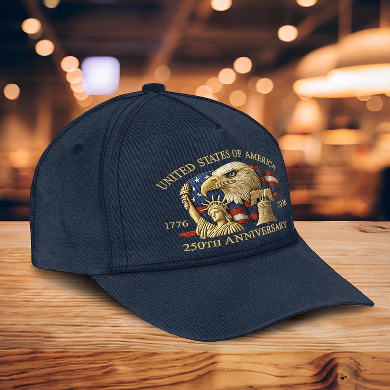 Embroidered Hat United States 250th Anniversary Hat 1776 2026, Print Baseball Cap with Bald Eagle, Liberty Bell & Statue of Liberty