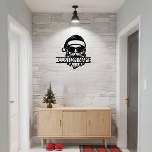 Personalized Cool Santa Metal Wall Art ,Custom Christmas Metal Sign,New Year Present,Custom Santa Sign,Wall Decor,Merry Christmas Gift