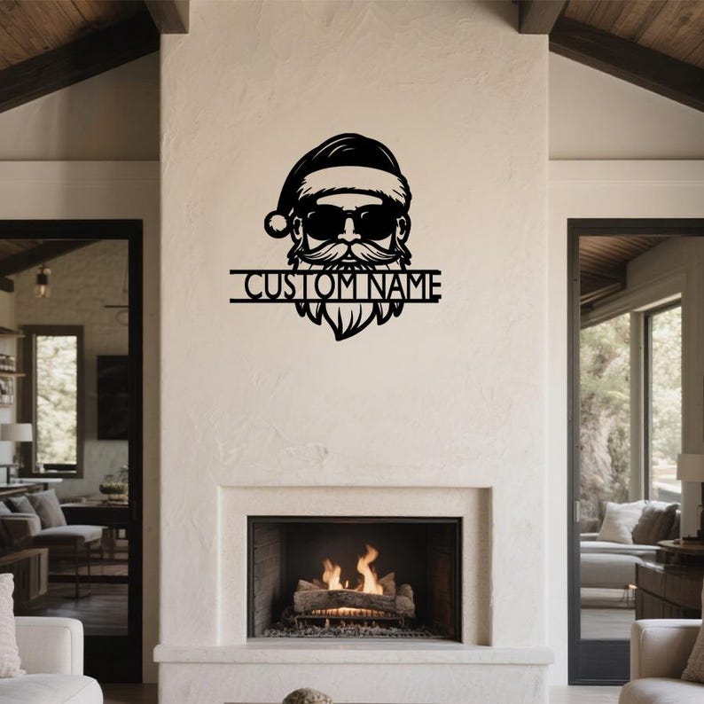 Personalized Cool Santa Metal Wall Art ,Custom Christmas Metal Sign,New Year Present,Custom Santa Sign,Wall Decor,Merry Christmas Gift