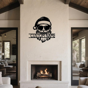 Personalized Cool Santa Metal Wall Art ,Custom Christmas Metal Sign,New Year Present,Custom Santa Sign,Wall Decor,Merry Christmas Gift