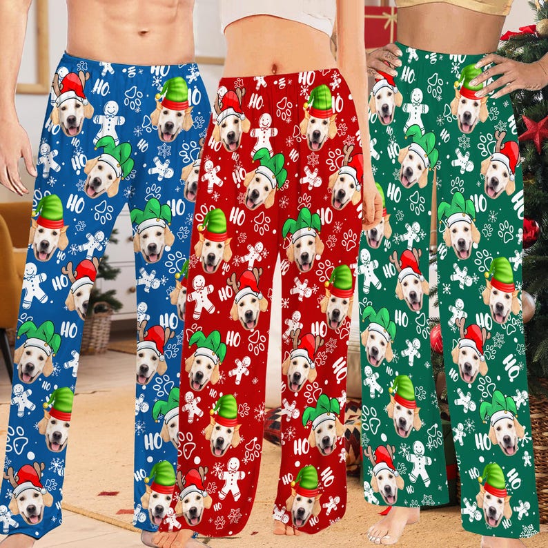 Custom Dog Face Pajama Pants: Personalized Christmas Trousers,Family Pajamas with Pictures,Xmas Gifts