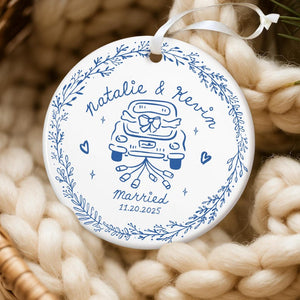 Custom First Christmas Married Ornament, Just Married Whimsical Ornament, Christmas Lesbian Wedding Ornaments 2025, Wedding Gifts For Couple