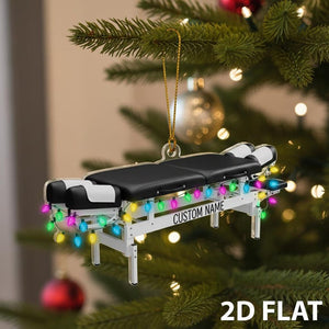 Personalized Chiropractor Christmas 2D FLAT Ornament, Chiropractic Table Xmas Decor, Custom Name Medical Ornament, Spine Doctor Holiday Gift