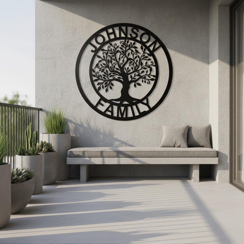 Personalized Family Tree Metal Wall Art: Custom Name Sign Decor