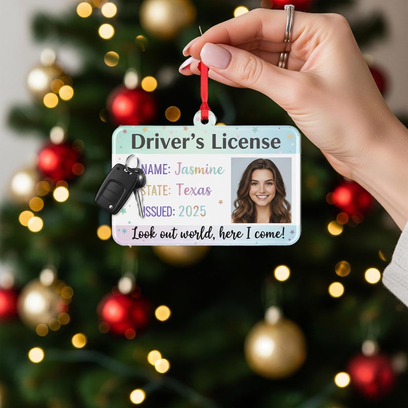 Personalized Driver s License Ornament Custom Name & Photo Christmas Keepsake Gift for New Driver 2025