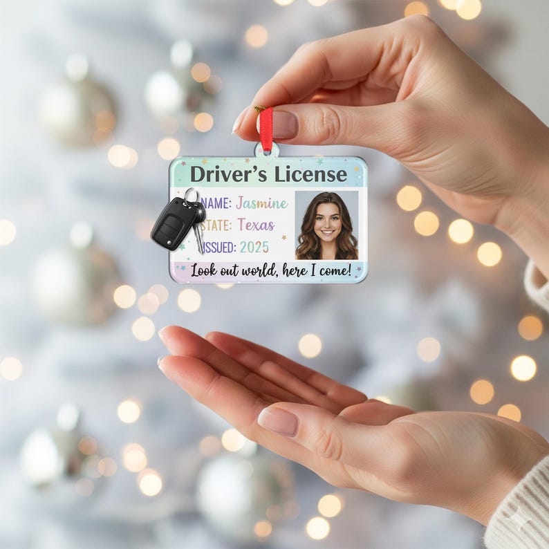 Personalized Driver s License Ornament Custom Name & Photo Christmas Keepsake Gift for New Driver 2025