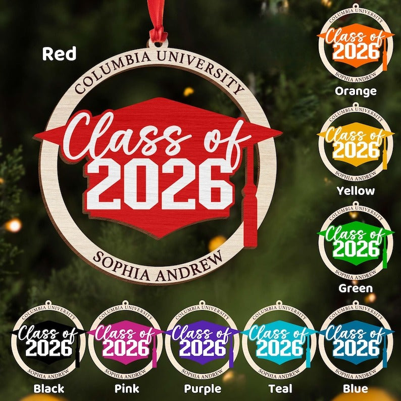 Personalized Graduation Ornament, Class of 2026 Ornament, Senior Gifts, College Student Gifts, College Ornament, High School Graduation Gift