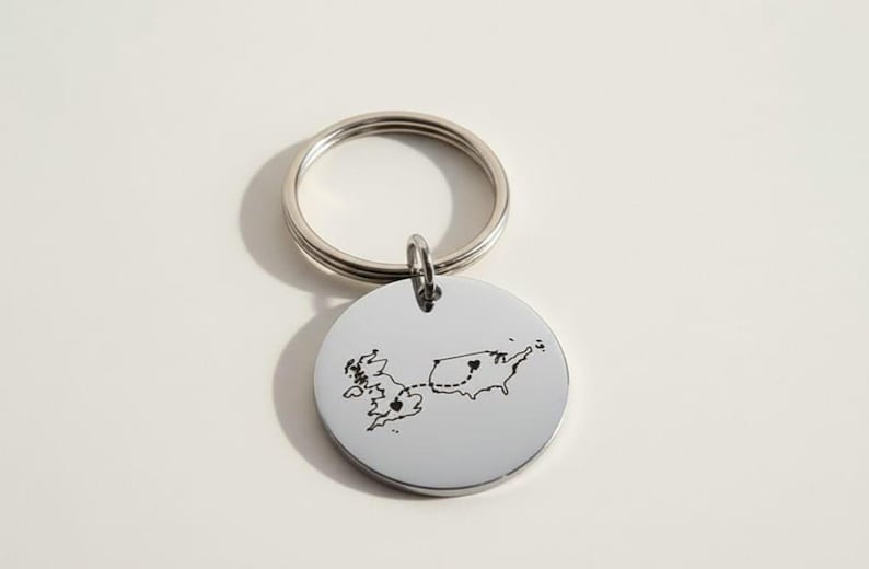 Personalised Country Keychain Two Home Keyring State Keychain Long Distance Relationship Gift Personalised Keyring Christmas Day Gift