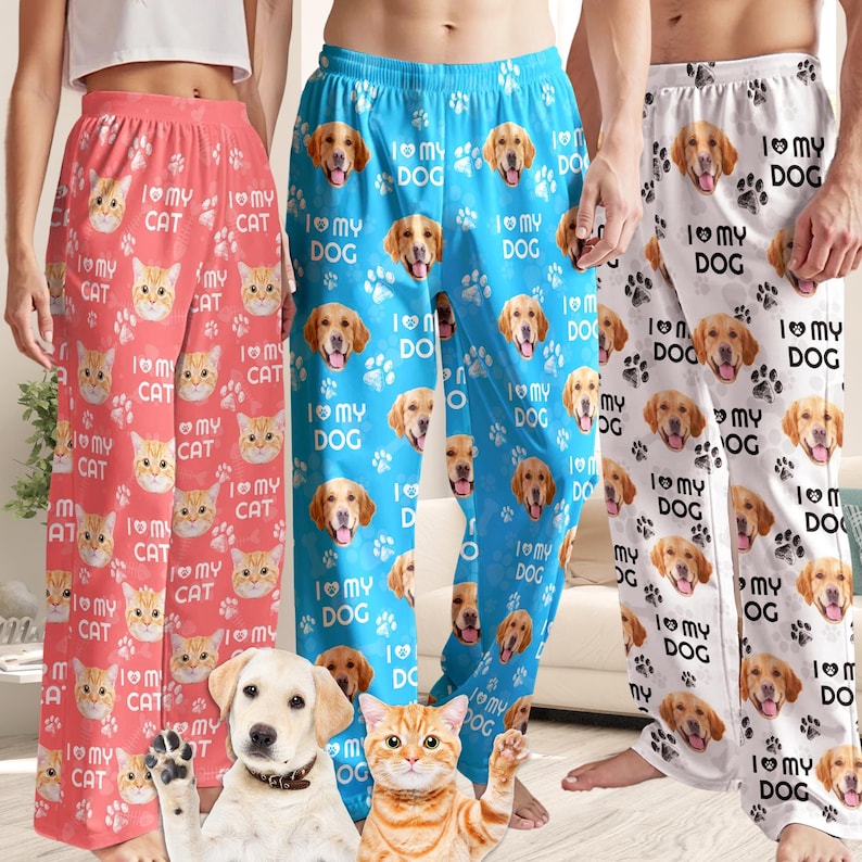 Custom Pet Photo Pajama Pants: Personalized Dog/Cat Portrait Sleepwear