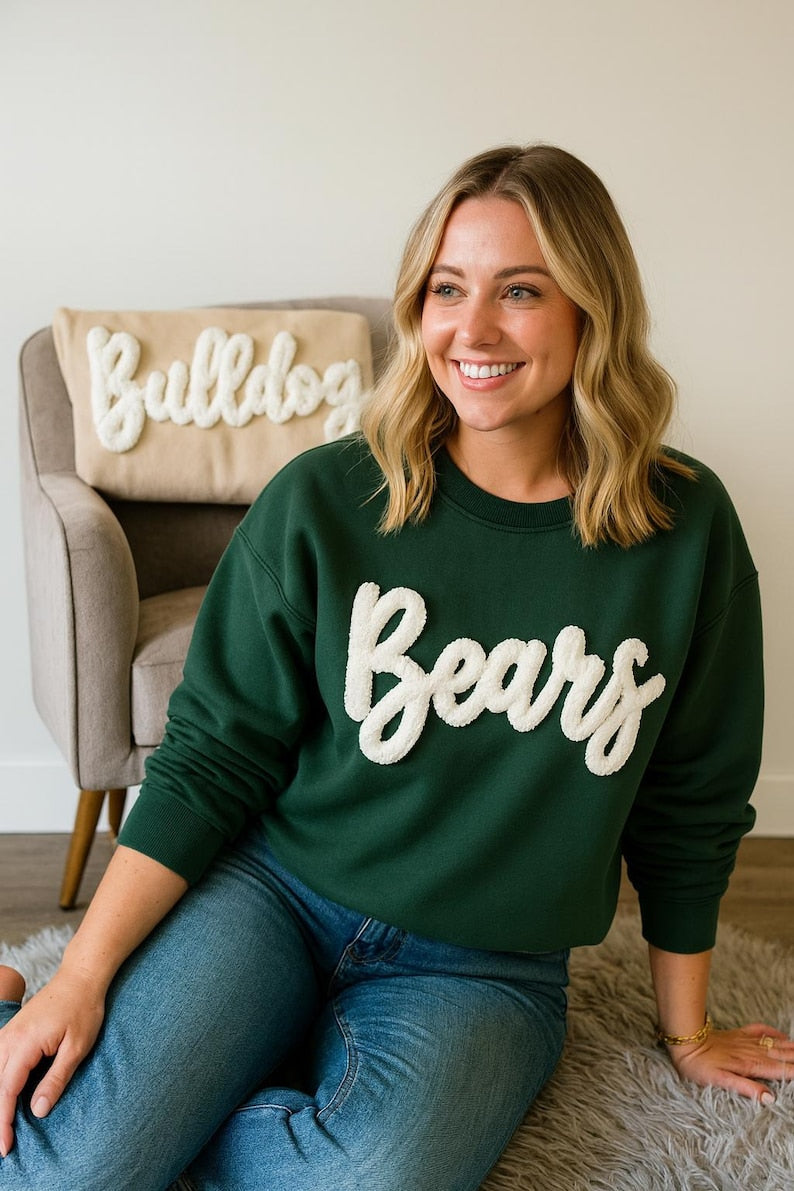 Customized Chenille YARN EMBROIDERED Chenille Game Day Fuzzy Letter,Team Spirit Shirt,Football Moms,Chenille Patch Sports Team Sweatshirt il_794xN.7208074137_5xz4.jpg