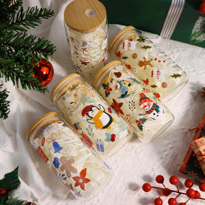 Personalized Christmas Tree Snack Glass: Iced Coffee Cup with Lid