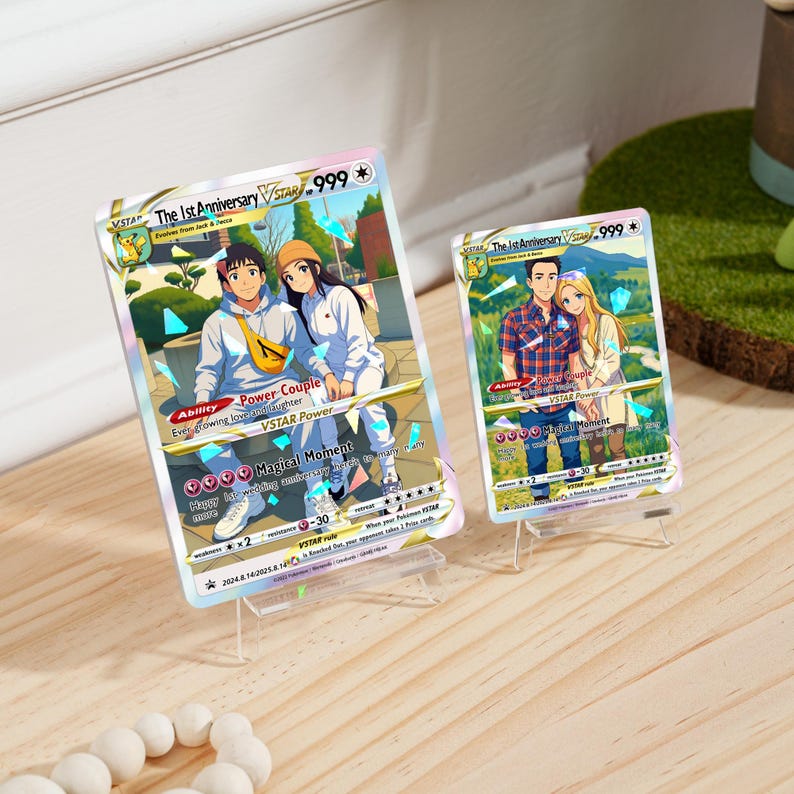 Personalized Poke Card, Custom Anniversary Poke Gift, Custom Photo Anime Wedding Card, Gamer Couple Card, Gamers Gift, Anniversary Card