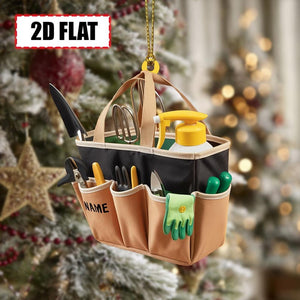 Custom Gardening Tools Bag Christmas Ornament Tree Hanging Decor Flat 2D Acrylic Holiday Keepsake Gift for Gardeners, Plant Lovers Hobbyists