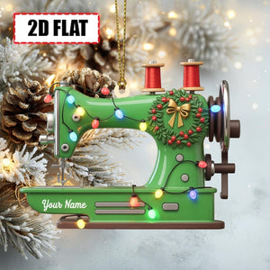 Custom Sewing Machine Christmas Ornament Tree Hanging Decor, Flat 2D Acrylic, Holiday Keepsake Gift for Seamstresses, Quilters Sewing Lovers