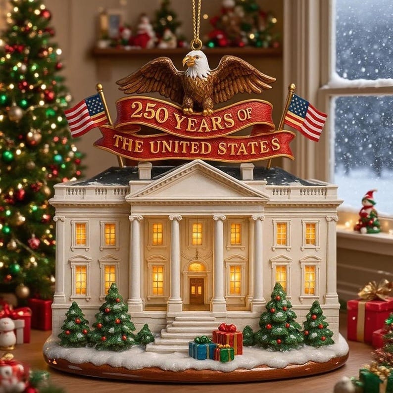 250 Years of America Ornament 2026, Liberty Bell Acrylic Patriotic Flat Ornament, USA 250th Anniversary Christmas Tree Decoration