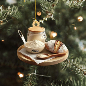Personalized Sourdough Starter Jar Christmas Ornament, Sourdough Bread Ornament, Sourdough Ornament Gift, Baking Lovers Gift, 2D Flat Ornament