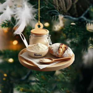 Personalized Sourdough Starter Jar Christmas Ornament, Sourdough Bread Ornament, Sourdough Ornament Gift, Baking Lovers Gift, 2D Flat Ornament