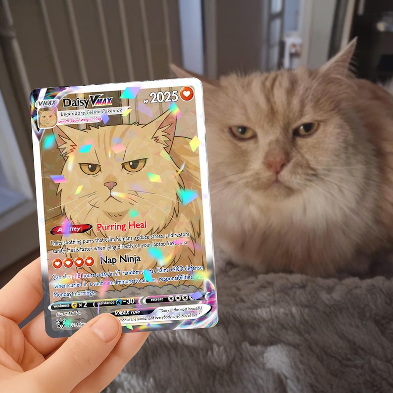 Turn your pet into a Pokemon, Personalized Pet as Pokemon Card, Custom Photo Anime Card, Gift For Him, Gift For Her, Pet Lover Gift Cat Gift