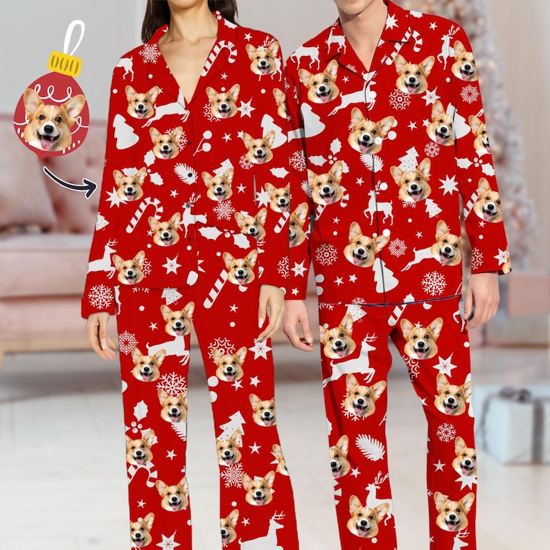 Custom Photo Face Christmas Pajamas - Personalized Xmas Pajama Set - Matching Family Christmas PJs - Custom Photo Sleepwear - Christmas Gift