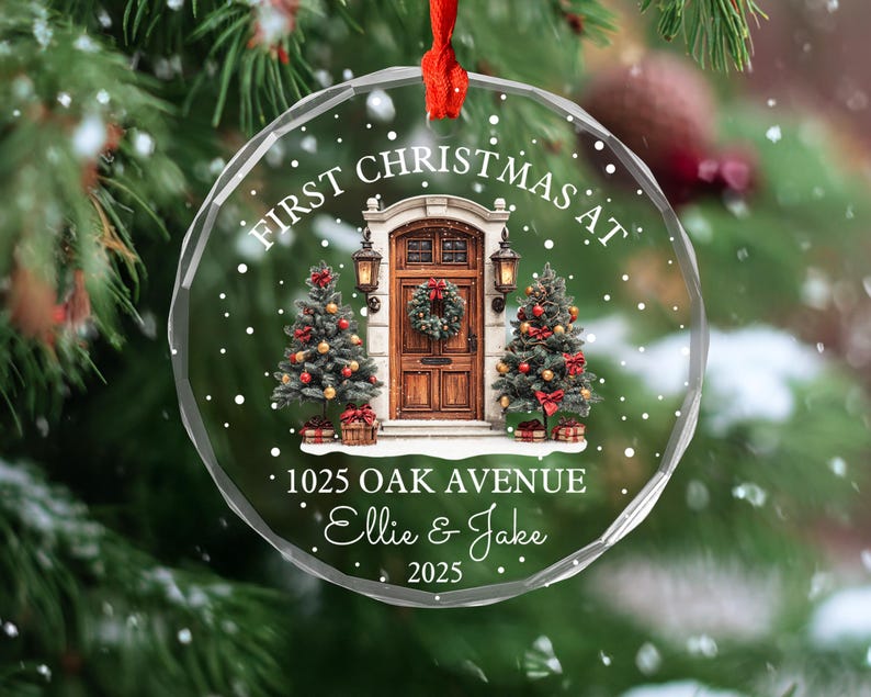 Personalized First Christmas At New Home Glass Ornament, First Home Ornament, New Home Ornament, Realtor Gift, Housewarming Gift