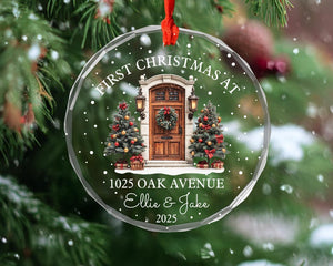 Personalized First Christmas At New Home Glass Ornament, First Home Ornament, New Home Ornament, Realtor Gift, Housewarming Gift
