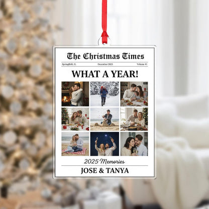Personalized Newspaper Ornament Custom Image What A Year For Couple Gifts