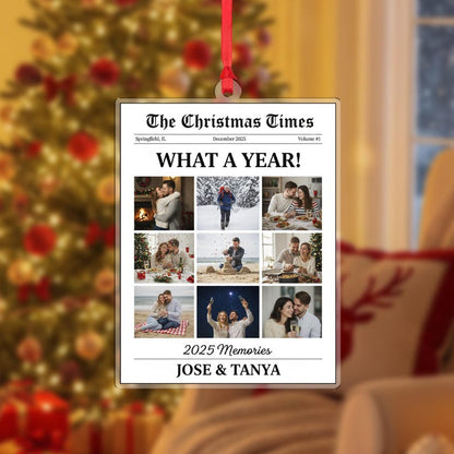 Personalized Newspaper Ornament Custom Image What A Year For Couple Gifts