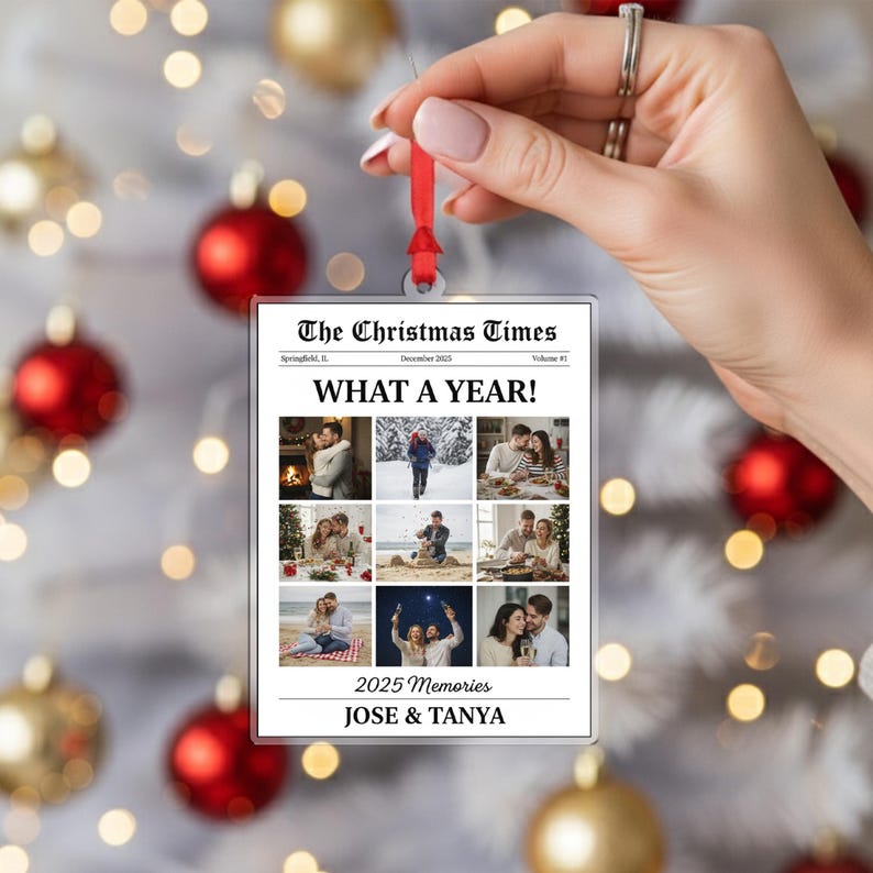 Personalized Newspaper Ornament Custom Image What A Year For Couple Gifts