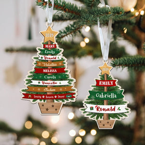 Personalized Large Family Christmas Layered 3D Ornament 2025: Wooden Grandkids Keepsake, Custom Family Names
