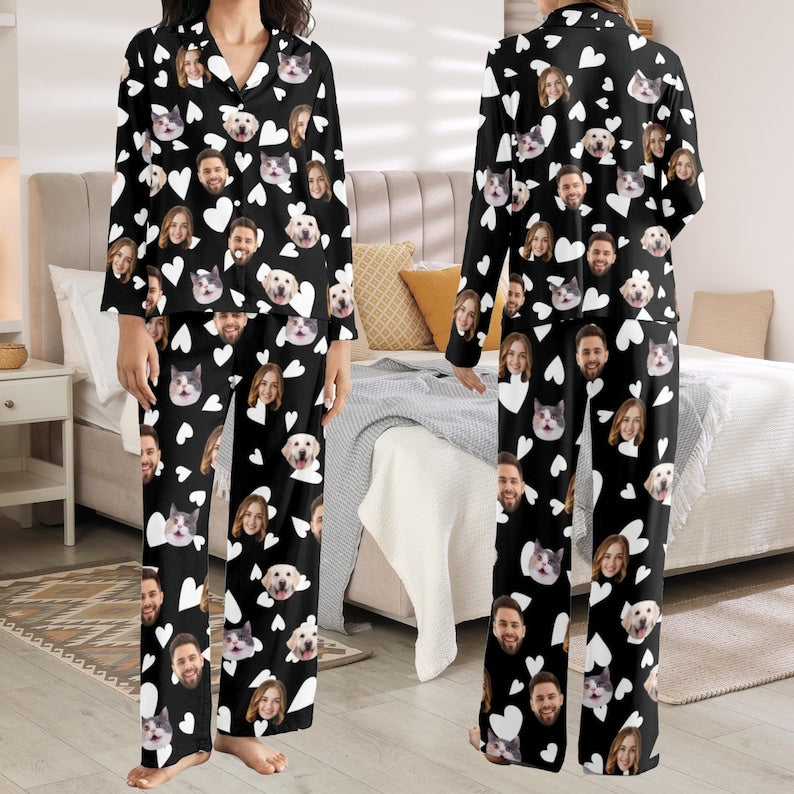 Custom Face Pajama Set: Personalized Photo Pajamas, Matching Couple PJs