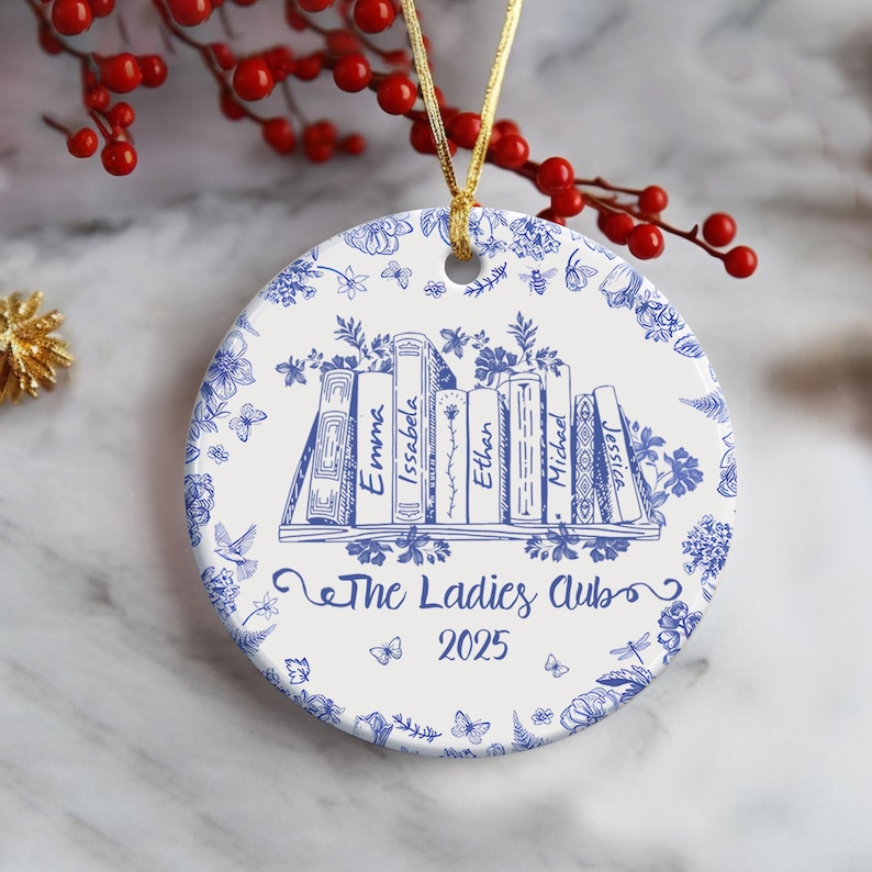 Custom Book Ornament for Book Blub, Book Lover Gift, Book Club Ornament, Christmas Gift for Librarian or Reader, Bookish Gift