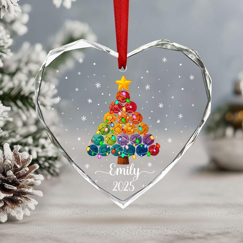 Personalized Knitting & Crochet Ornament, Custom Name Crocheter Christmas Ornament,Knitting Ornament,Yarn Crochet Lover Gift for Mom Grandma