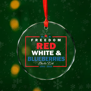 Memorial Red White & Blueberries Glass Ornament, Christmas Tree Decor, Memorial Freedom Gift, Memory Patriotic Keepsake