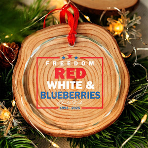 Memorial Red White & Blueberries Glass Ornament, Christmas Tree Decor, Memorial Freedom Gift, Memory Patriotic Keepsake