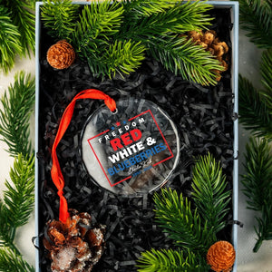 Memorial Red White & Blueberries Glass Ornament, Christmas Tree Decor, Memorial Freedom Gift, Memory Patriotic Keepsake
