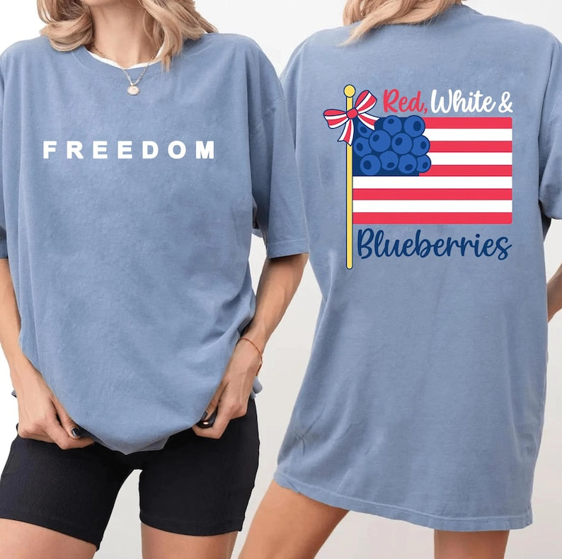 Red White & Blueberries Charlie Kirk America Flag Shirt, Charlie Kirk Freedom Shirt, Charlie Kirk Shirt, Justice for Charlie Kirk shirt