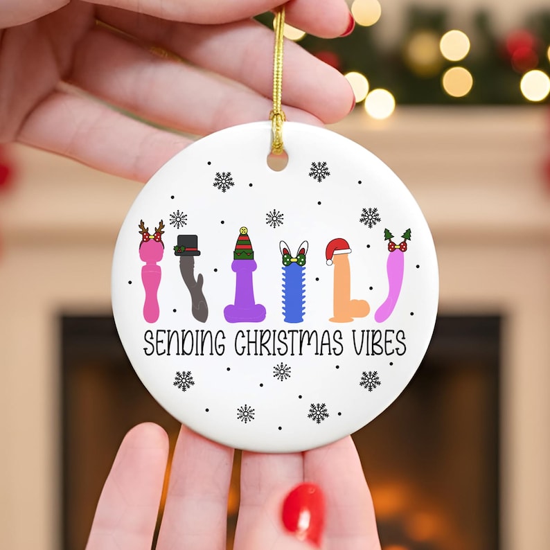 Sending Christmas Vibes Ornaments, Funny Adult Christmas Ornament, Funny Christmas 2025, Gift For Friends, Gag Gift, Christmas Gifts
