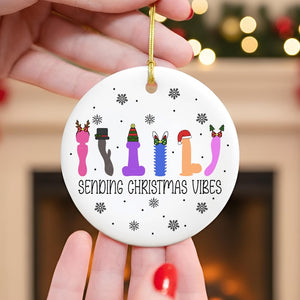 Sending Christmas Vibes Ornaments, Funny Adult Christmas Ornament, Funny Christmas 2025, Gift For Friends, Gag Gift, Christmas Gifts